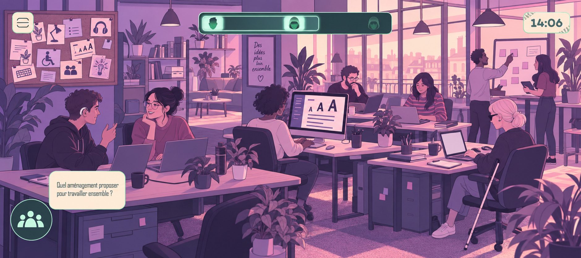 Des collaborateurs participent ensemble à une animation de sensibilisation en entreprise